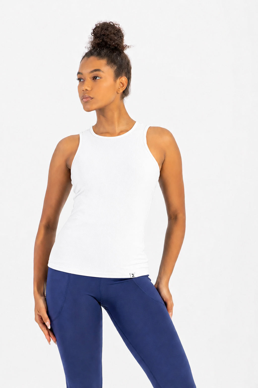 White Daily Rib Tank Top - back view