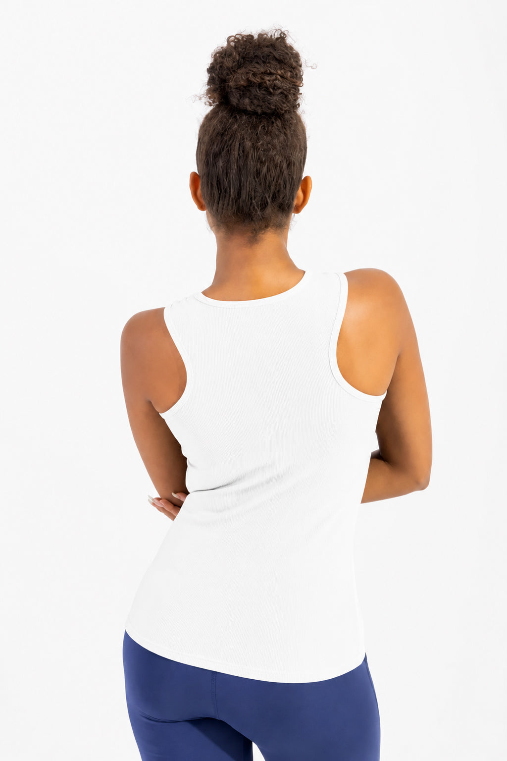 White Daily Rib Tank Top - front view