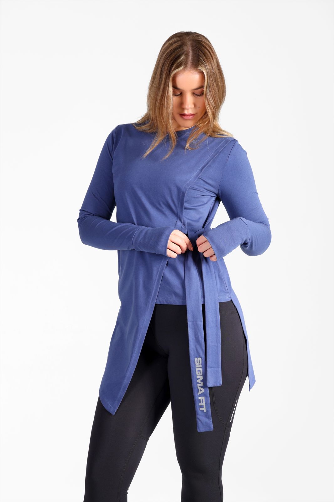Abstract Knotted LS Tee Deep Cobalt - Sigma Fit