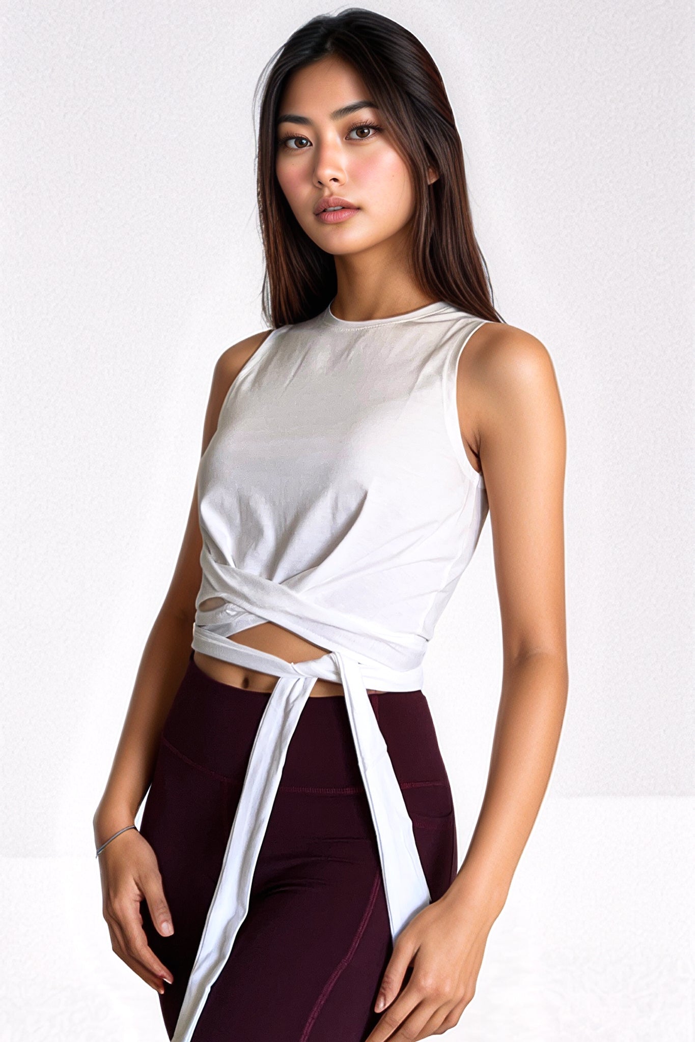 White Knotted Tank Top - Sigma Fit